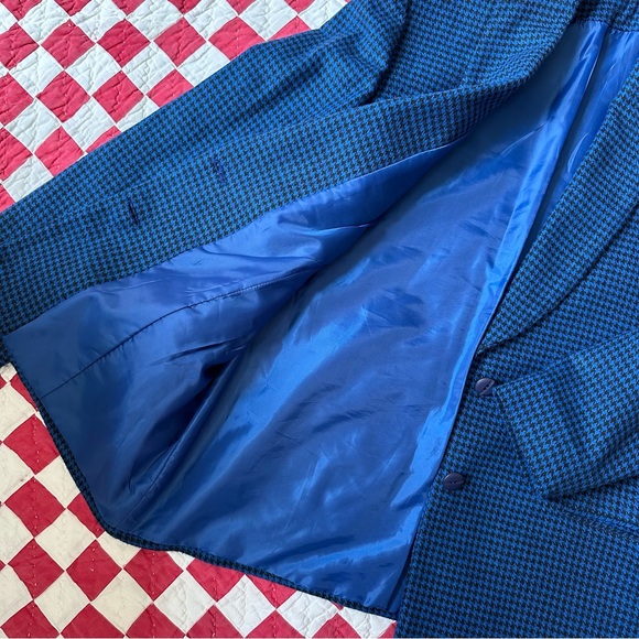 -VINTAGE COBALT HOUNDSTOOTH BLAZER- - Picture 3 of 5